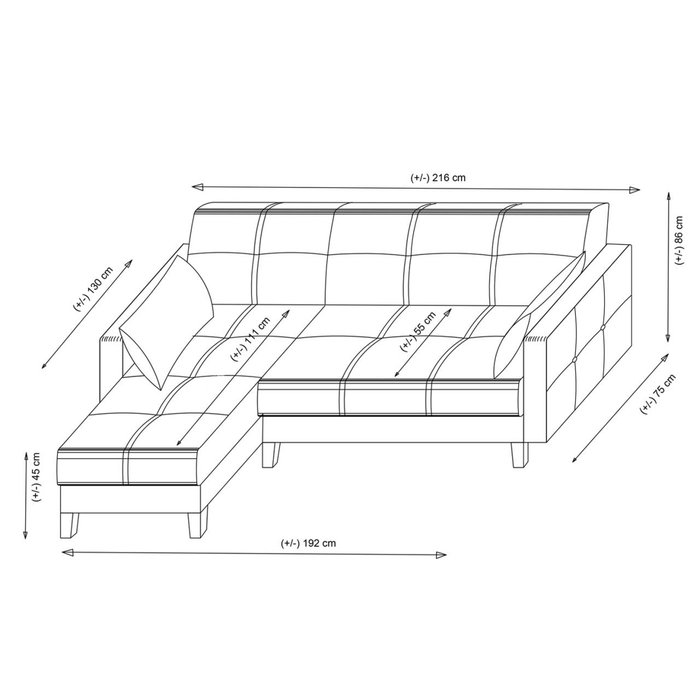 Atelier Del Sofa Sofá cama esquinero Alkon - Dark Grey Atelier Del Sofa Sofá cama esquinero Alkon - Dark Grey